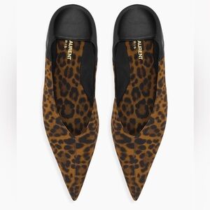 Saint Laurent Black and Brown Leopard Flats